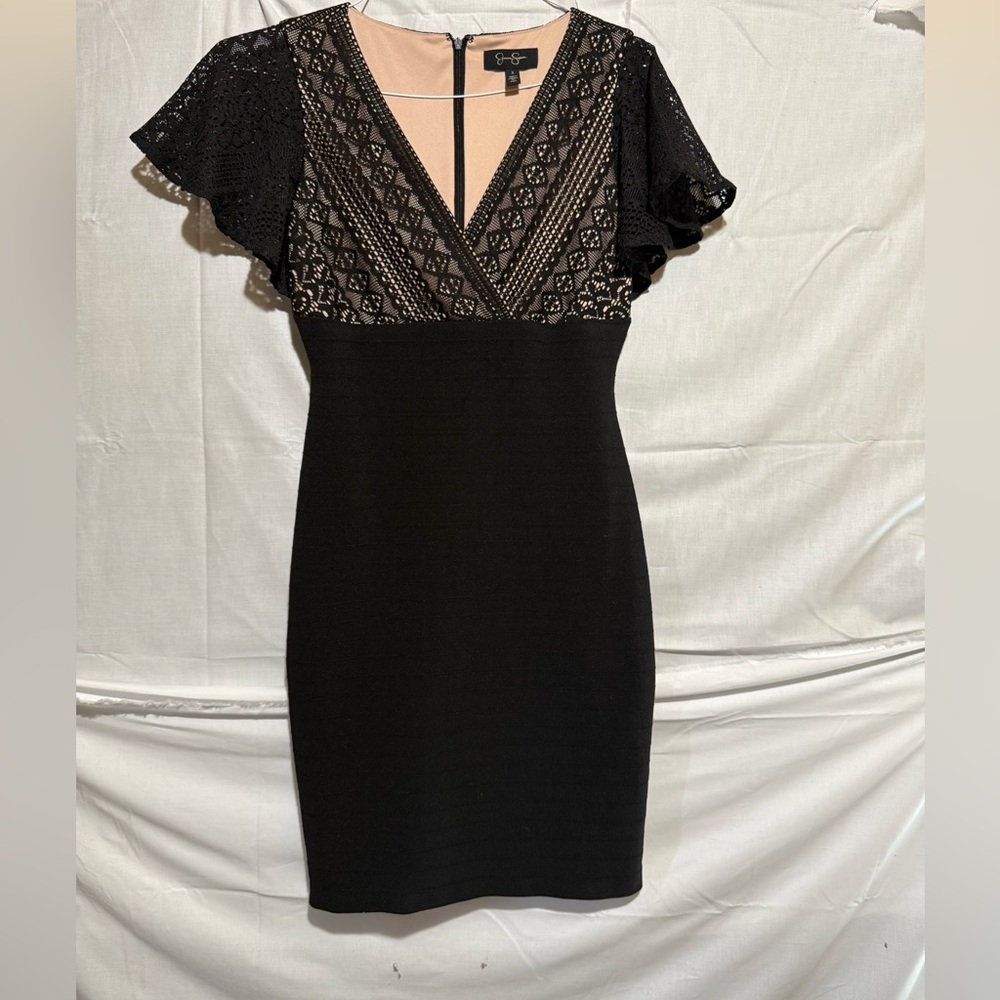 Jessica Simpson Black Ruffled Sheath Mini Dress